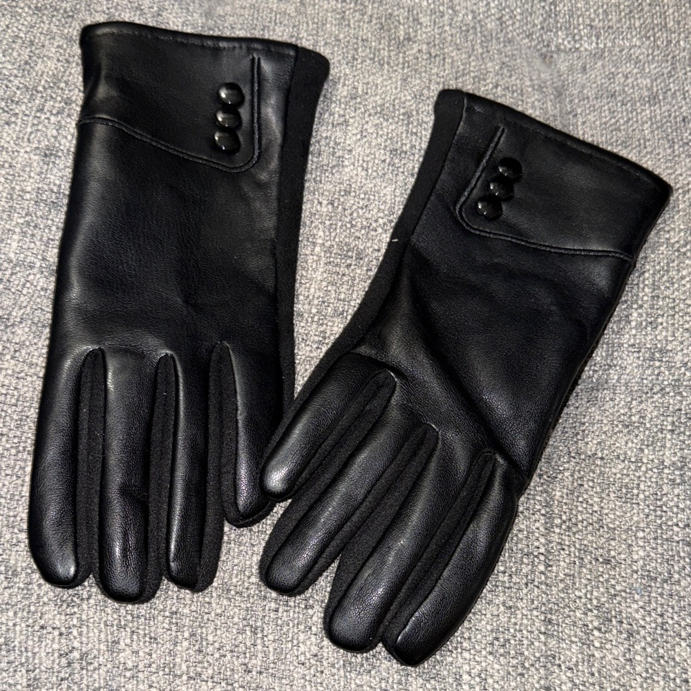 Women’s black faux leather driving gloves size l/xl